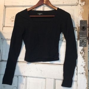 wild fable black square neck crop top